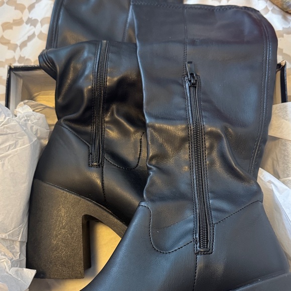 Aqua Black Heeled Platform Boots - Picture 5 of 8